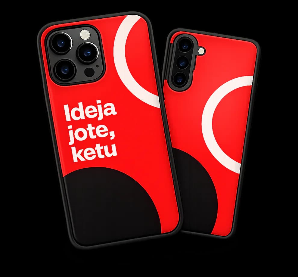 Dy case telefoni me tekstin Ideja jote këtu
